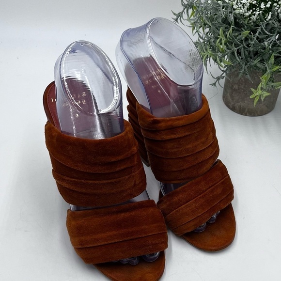 Laurence Dacade Paris Rona Ruched Suede Slide Rust cinnamon Sandals Sz 37.5/US 7 - Picture 2 of 16